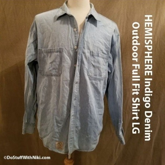 Hemisphere Indigo Denim full fit Shirt LG - Picture 1 of 7